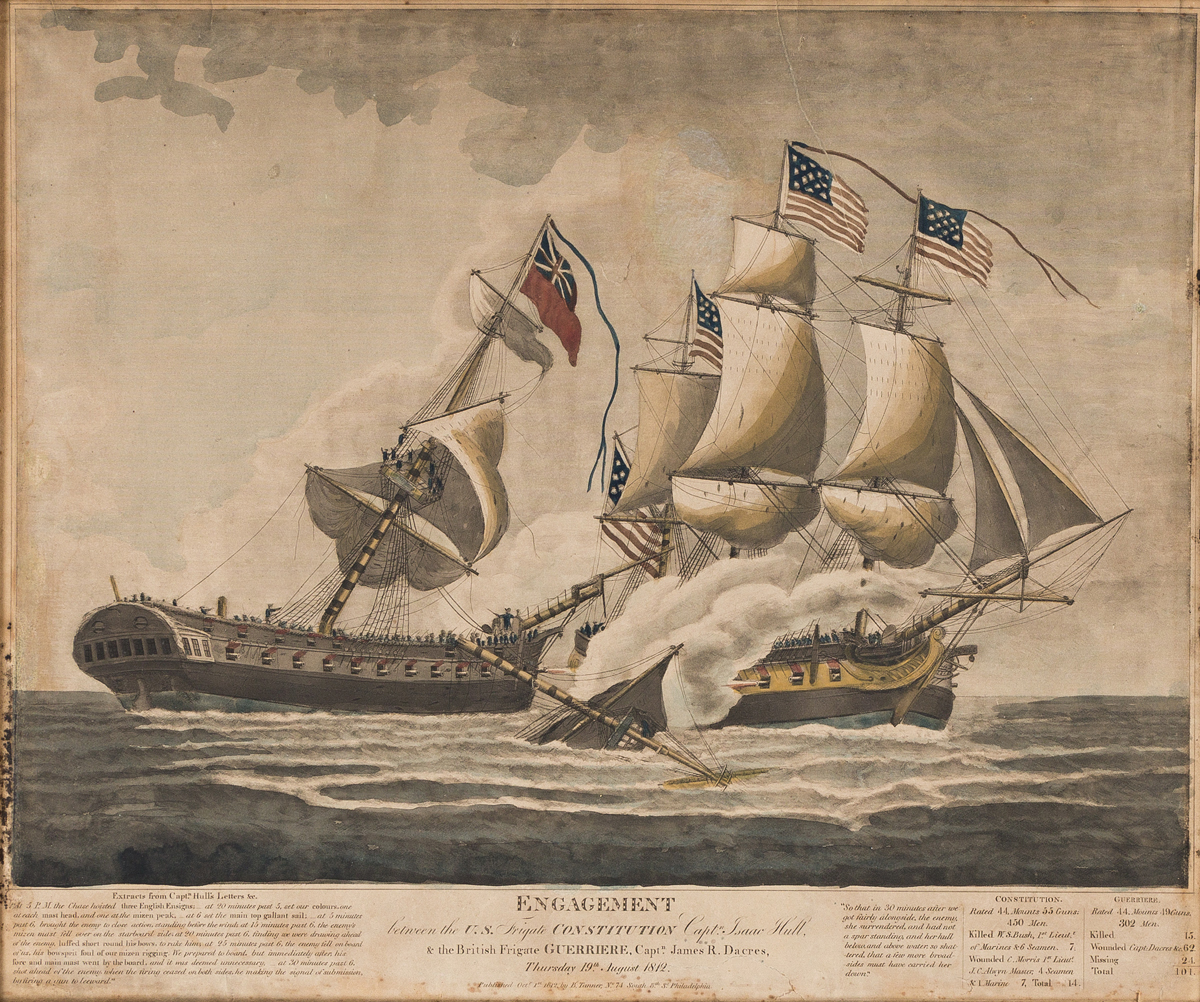 (WAR OF 1812.) Engagement between the U.S. Frigate Constitution . . . and the British Frigate Guerriere.